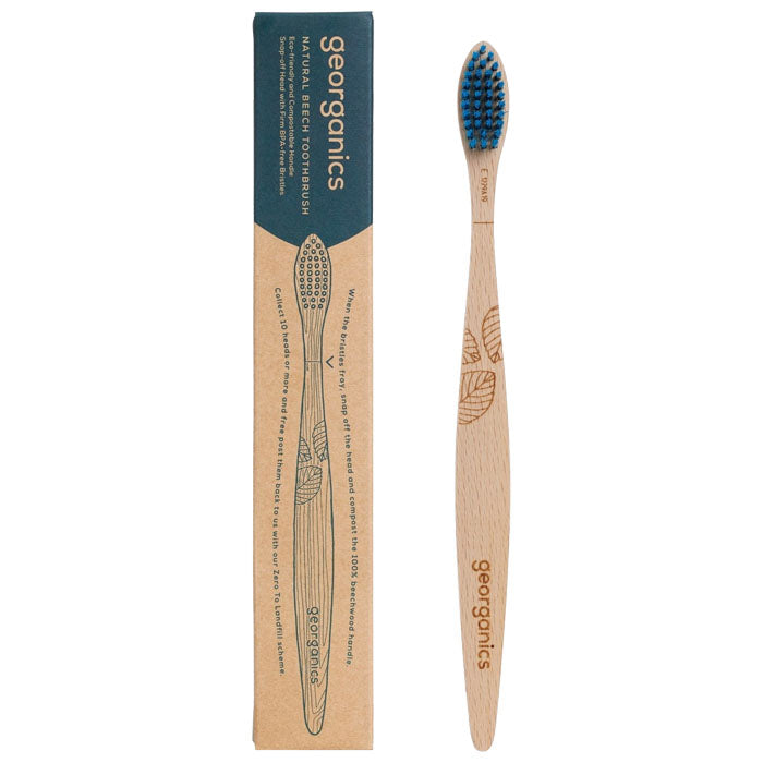 Georganics - Beechwood Toothbrush, Eco-Friendly & Compostable - Firm Bristles