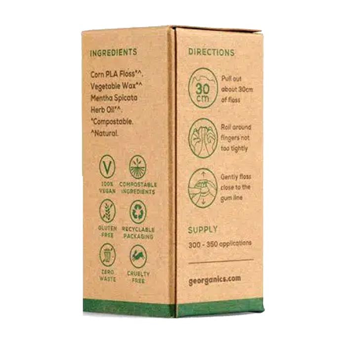 Georganics - Natural Dental Floss Spearmint ,Refill (100m) - back