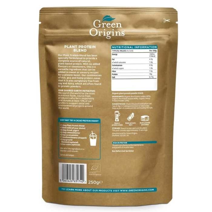 Green Origins - Organic Plant Protein Blend back