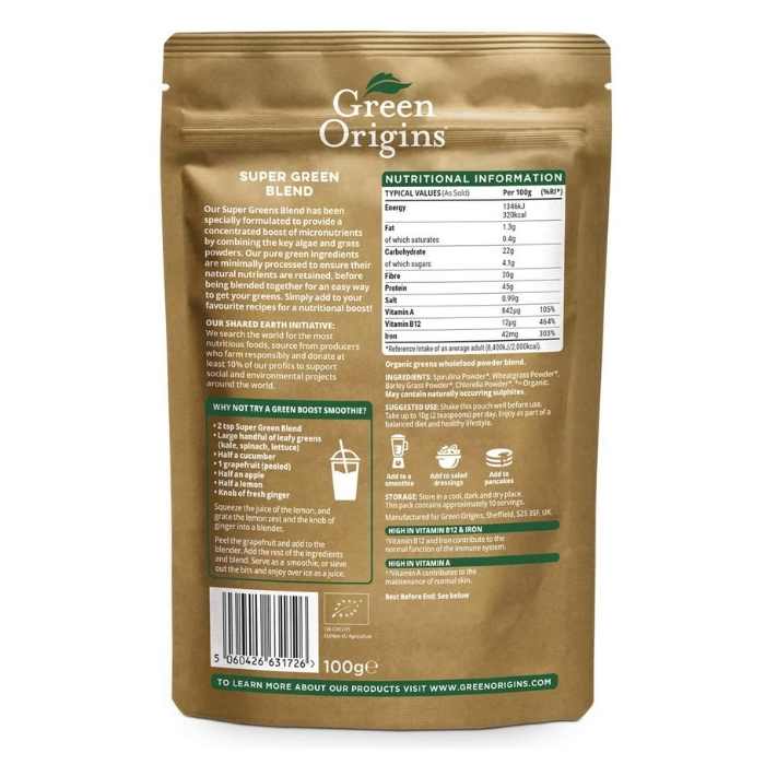 Green Origins - Organic Super Green Blend back