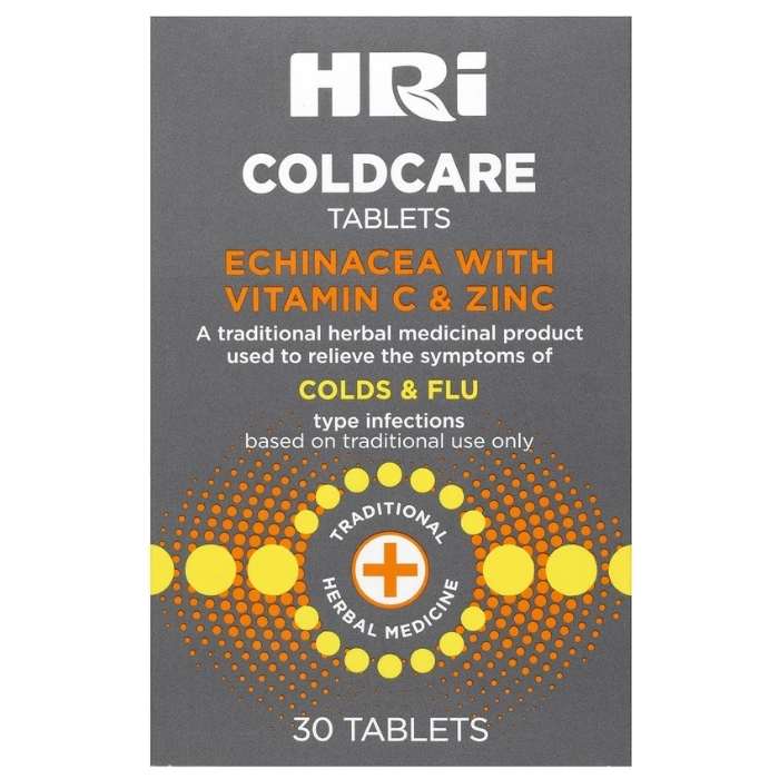 HRI - Coldcare Echinacea with Zinc & Vitamin C, 30 Tablets - front