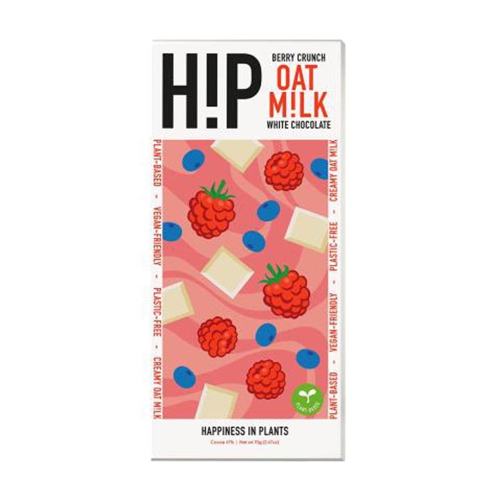 H!P - White Berry Crunch Oat Milk Chocolate Bar - White Berry Crunch (1 Bar), 70g