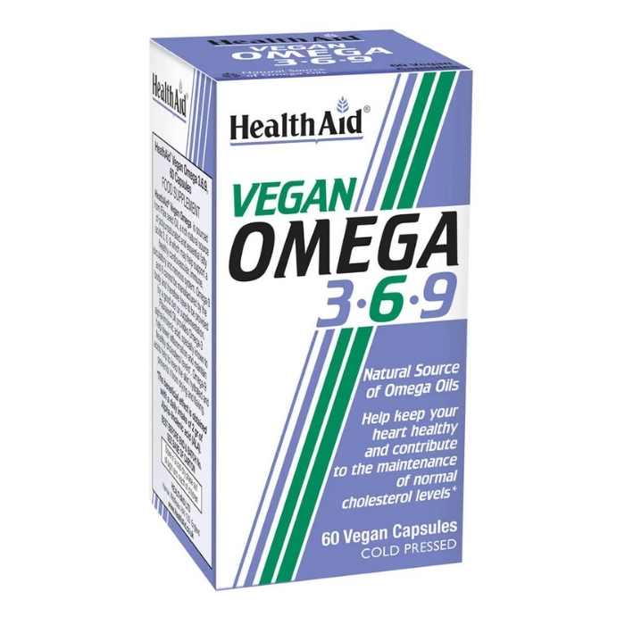 HealthAid - Vegan Omega 3-6-9, 60 Capsules - front