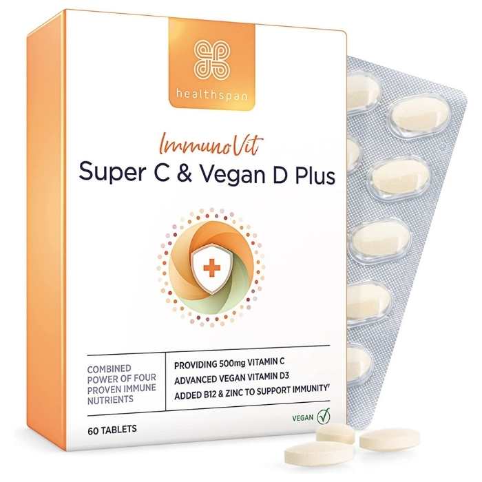 Healthspan - Immunovit Super C & Vegan D Plus, 60 Tablets