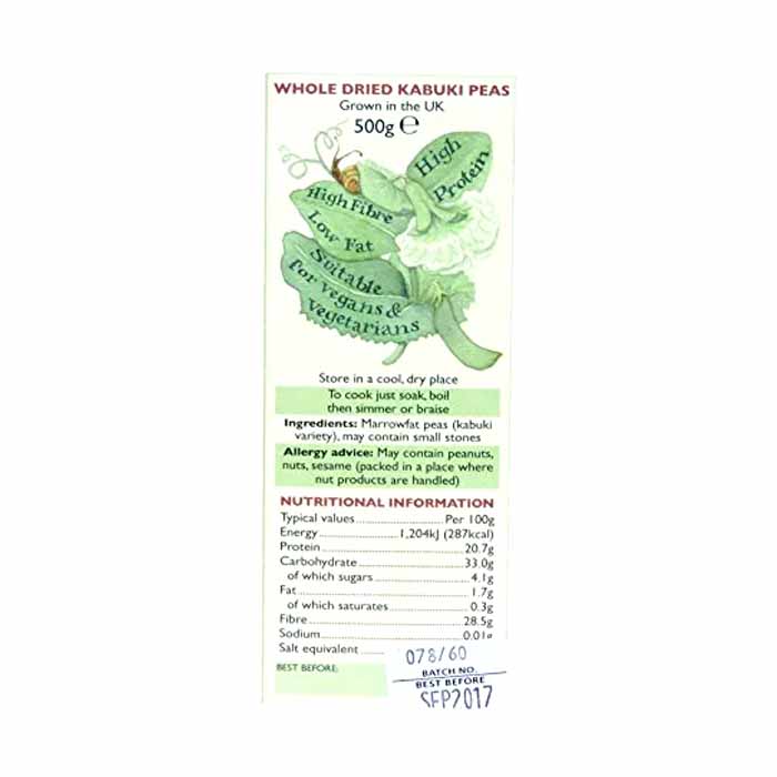 Hodmedod - Whole Kabuki Peas, 500g - back