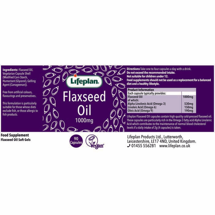 Lifeplan - Flaxseed Oil 1000mg, 90 Capsules - back