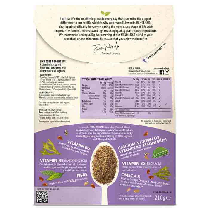 Linwoods - Menoligna Seed Blend, 210g - back