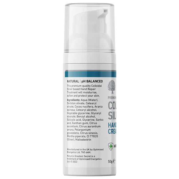 Nature's Greatest Secret - Colloidal Silver Antibacterial Hand Repair Cream, 50ml - back