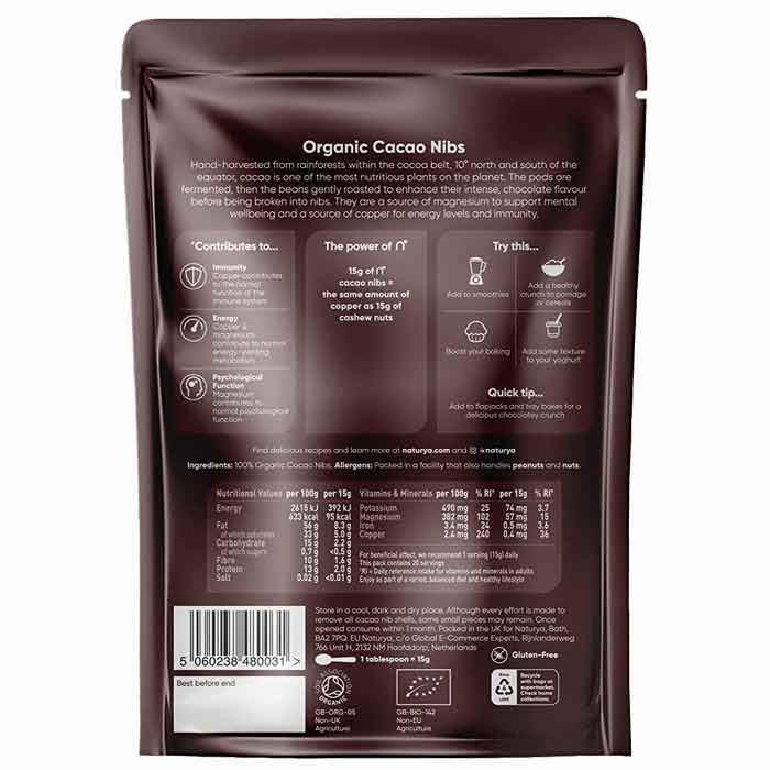 Naturya - Cocoa Nibs, 300g - back