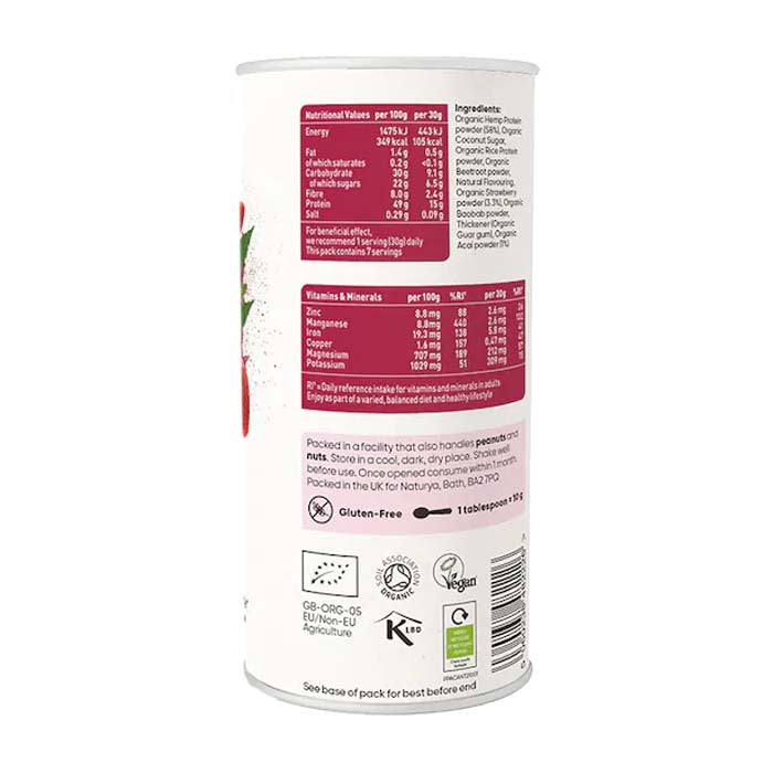 Naturya - Plant Superprotein Acai Strawberry Organic, 210g - back