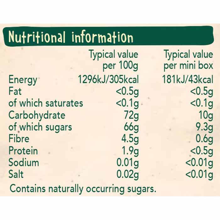 Organix - Organic Raisins Mini Boxes, 12x14g Boxes - Back