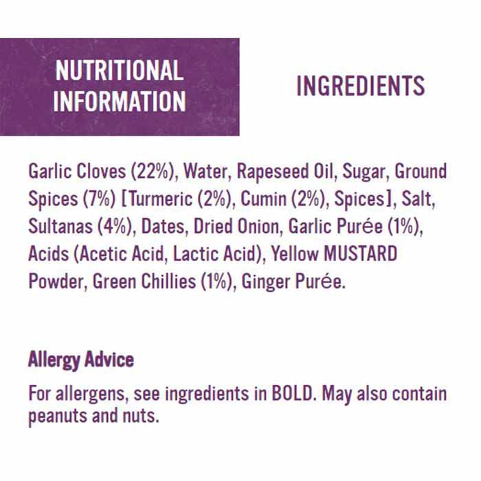 Patak's - Garlic Pickle, 300g - ingredients