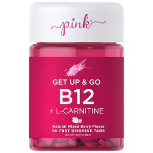 Pink - Get Up & Go B12 5000mcg + L-Carnitine, 50 Tablets