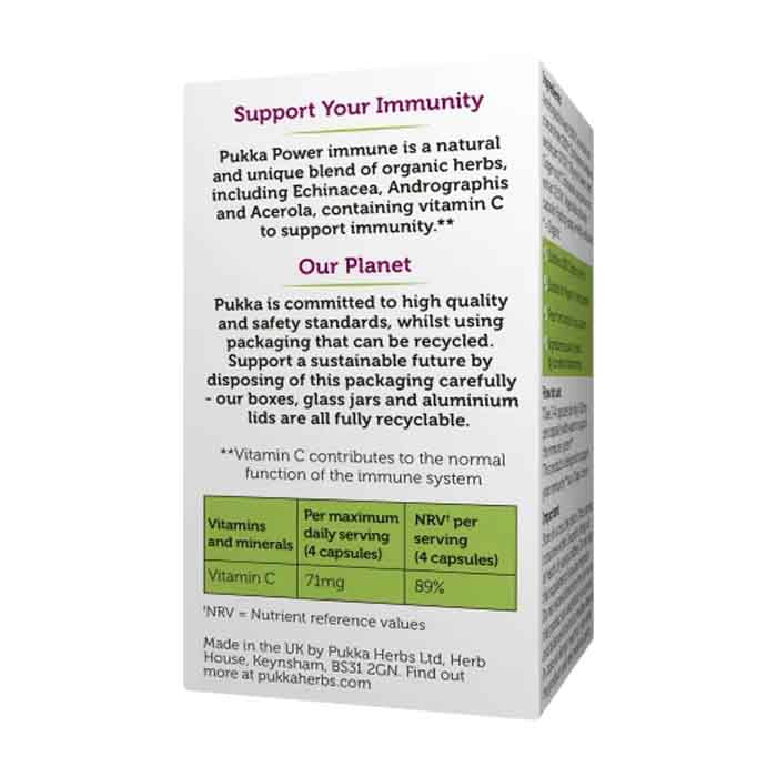 Pukka - Organic Power Immune, 60 Capsules - back