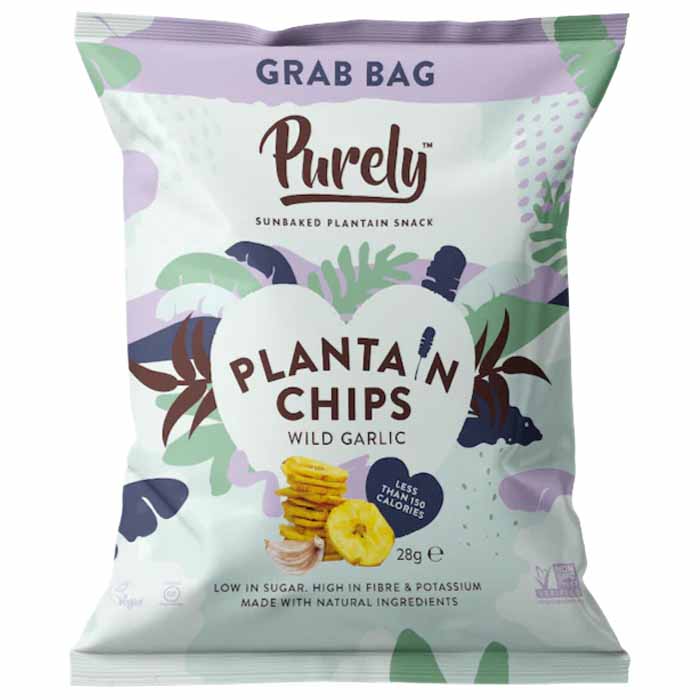 Purely - Plantain Chips - Wild Garlic ,28g(1-Pack)