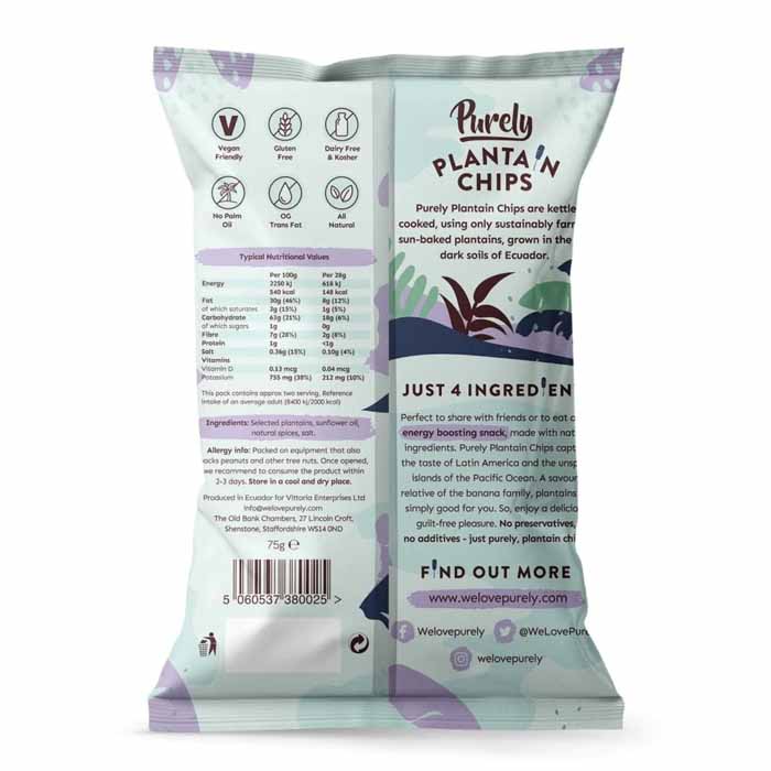 Purely - Plantain Chips - Wild Garlic,75g(1-Pack) - back