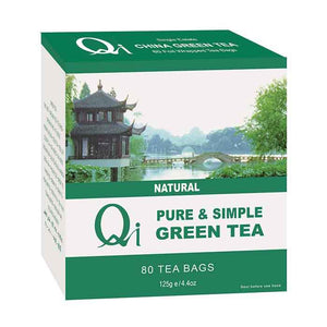 Qi Organic - Pure & Simple Green Tea, 80 Bags | Pack of 5