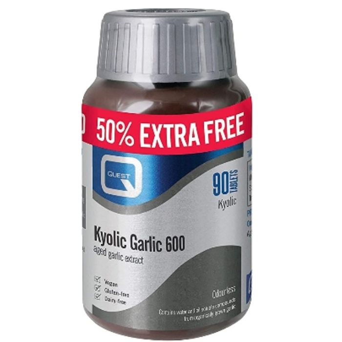 Quest Vitamins - Kyolic Garlic 600mg Extract, 60+30 tablets - front