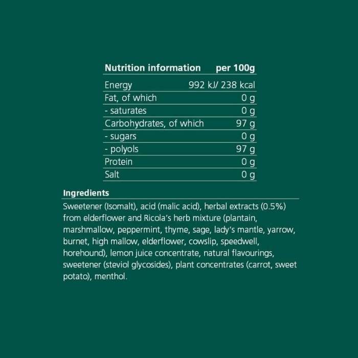 Ricola - Sugar-Free Swiss Herbal Sweets - elderflower - nutrition facts