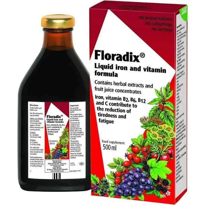 Salus Haus Floradix Liquid Iron Vitamin Formula 500ml