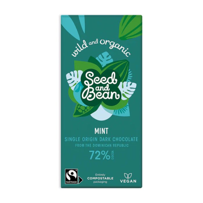 Seed & Bean - Organic Single Origin Dark Chocolate Bar Mint 72%, 85g