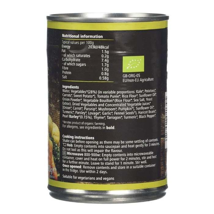 Suma - Organic Rustic Vegetable Soup, 400g - nutrition facts