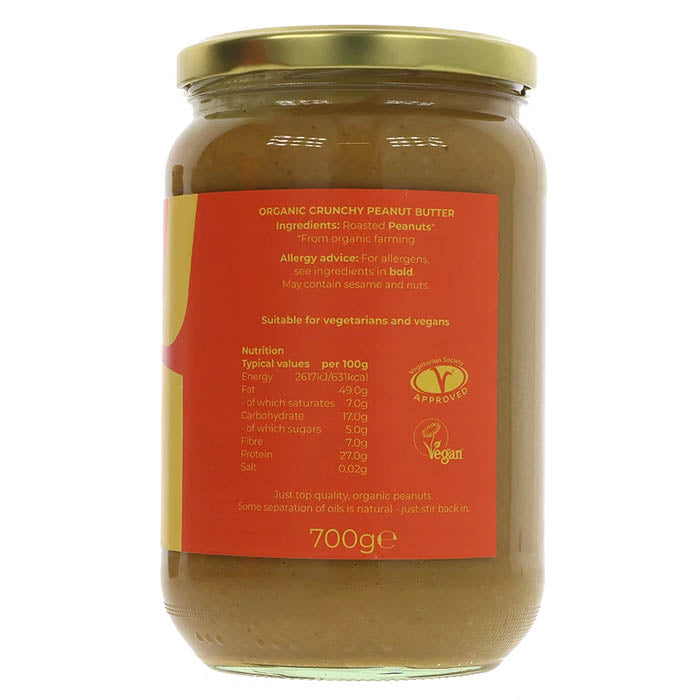 Suma Wholefoods - Organic Crunchy Peanut Butter - No Salt - Jumbo, 700g - back