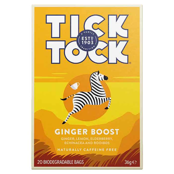 Tick Tock - Wellbeing Ginger Boost Tea, 20 Bags  Pack of 6