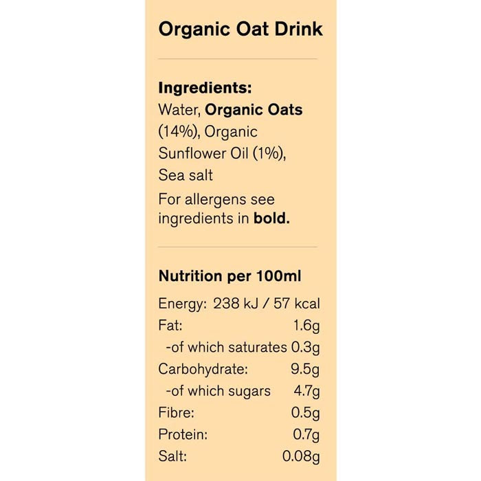 Tree Of Life - Organic Oat Drink, 1L - back