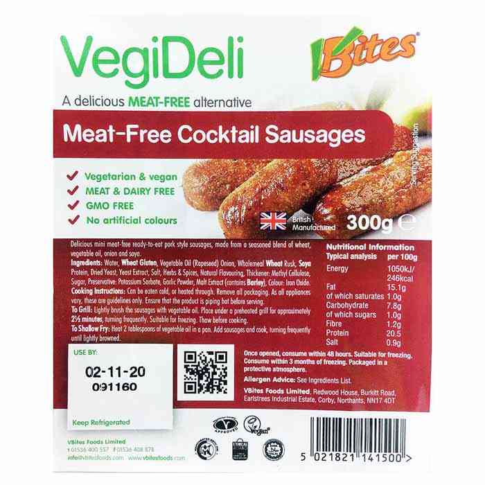 Vbites - Meat-Free Cocktail Sausages, 300g