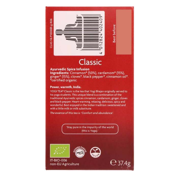 Yogi Tea - Organic Classic Cinnamon Spice Tea, 17 bags - back